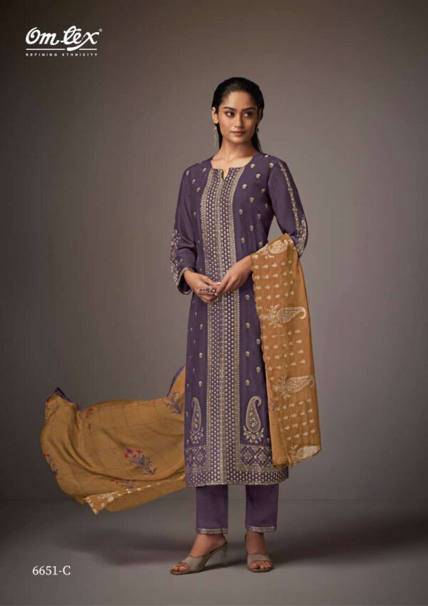 My Fashion Road Omtex Shazia Fancy Jacquard Muslin Ladies Suit | 6651-C