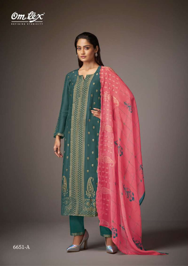 My Fashion Road Omtex Shazia Fancy Jacquard Muslin Ladies Suit | 6651-A