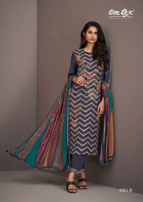 My Fashion Road Omtex Waniya Exclusive Fancy Maslin Jacquard Suit | 6561-B