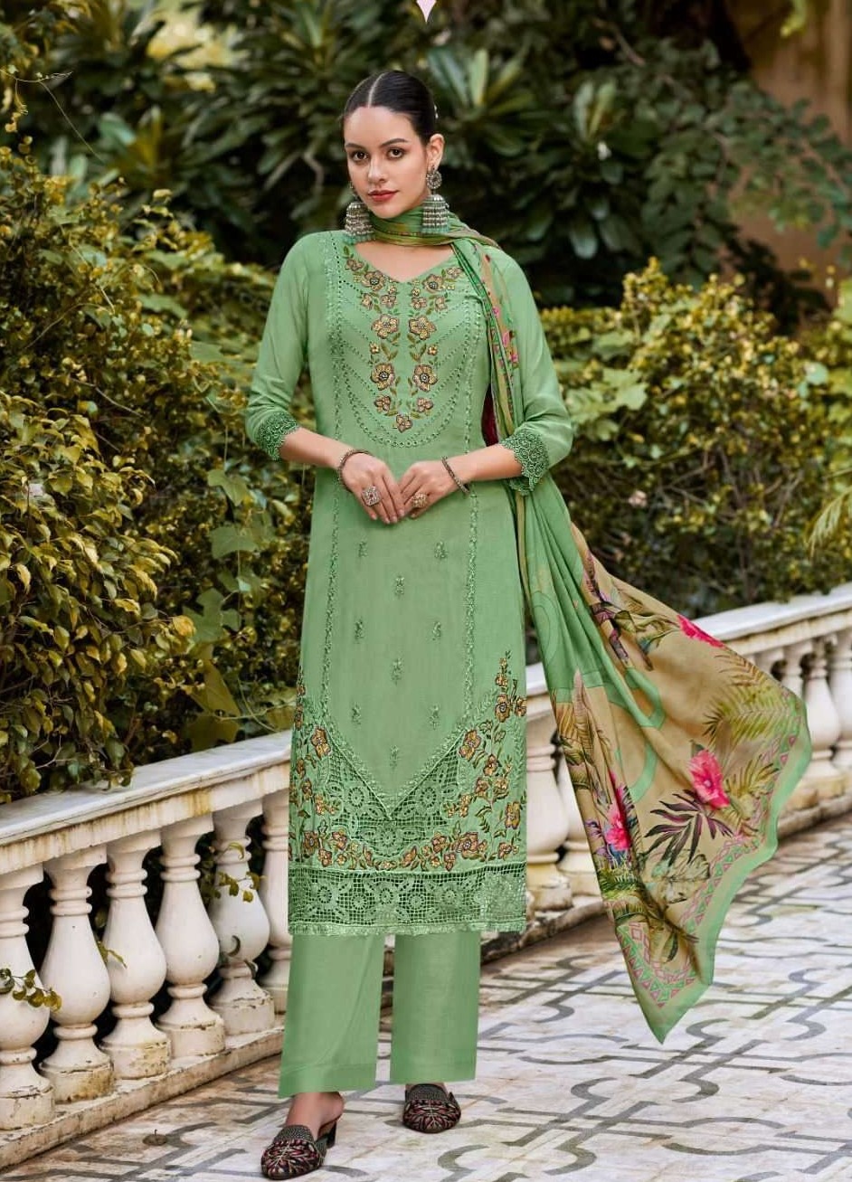 My Fashion Road Varsha Varaa Fab Gulistaan Designer Work Muslin Suit | 505