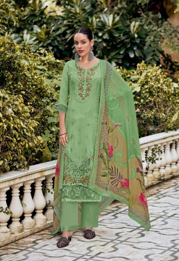 My Fashion Road Varsha Varaa Fab Gulistaan Designer Work Muslin Suit | 505