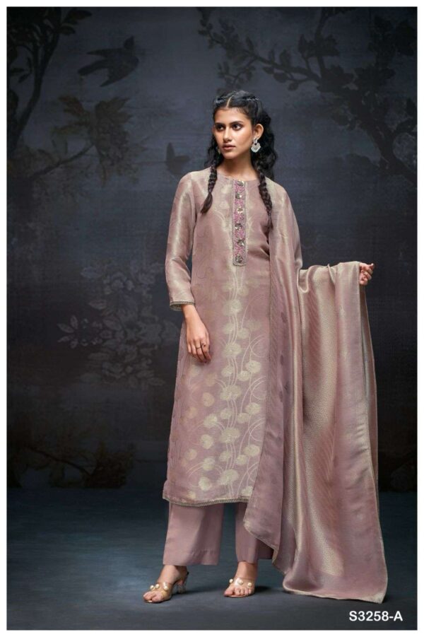 My Fashion Road Ganga Fashion Cailey Partywear Style Jacquard Silk Suit | S3258 – A