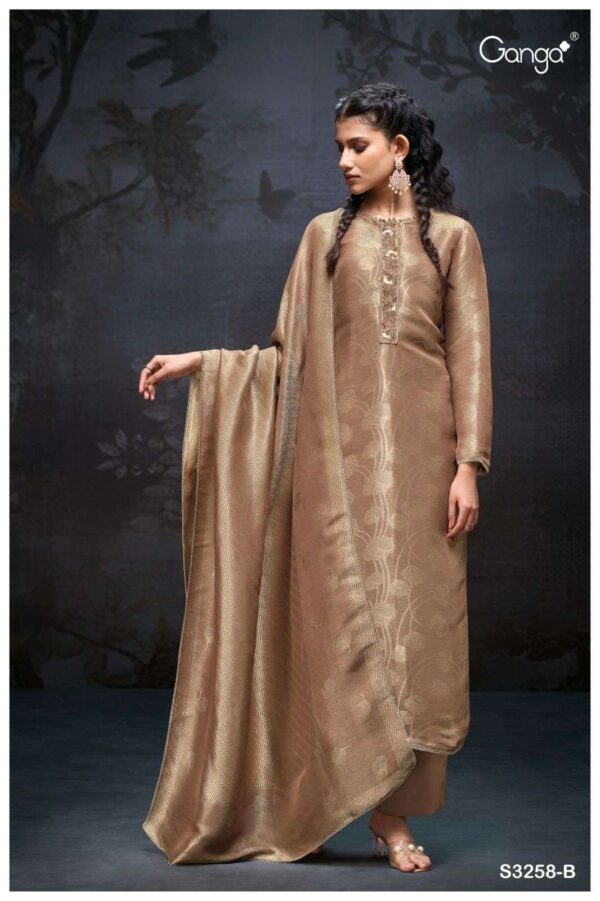 My Fashion Road Ganga Fashion Cailey Partywear Style Jacquard Silk Suit | S3258 – B