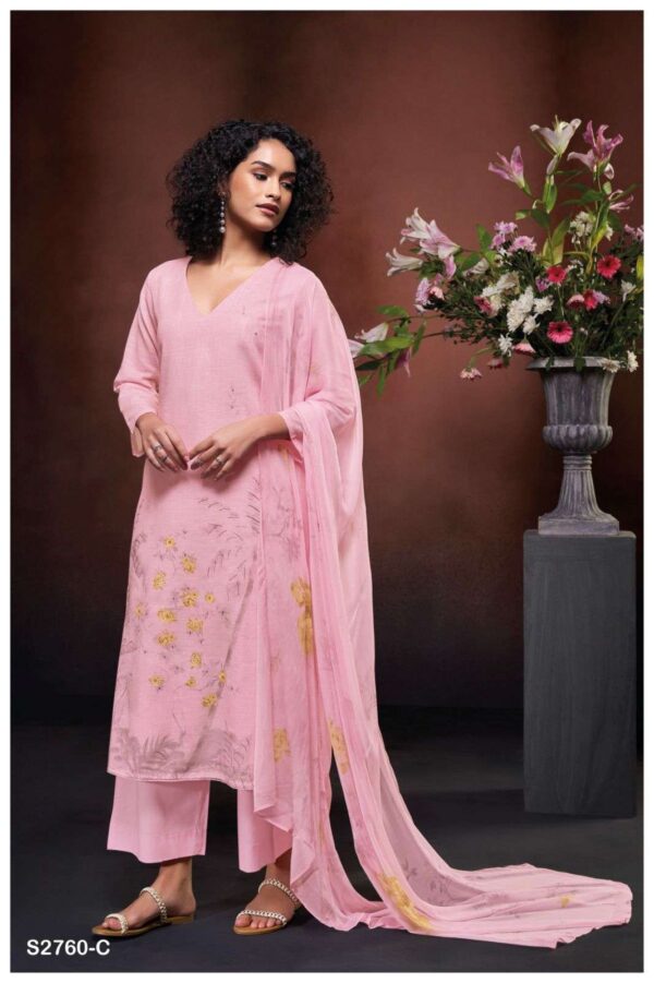 My Fashion Road Ganga Fashion Levelle Fancy Linen Cotton Suit | S2760 – C