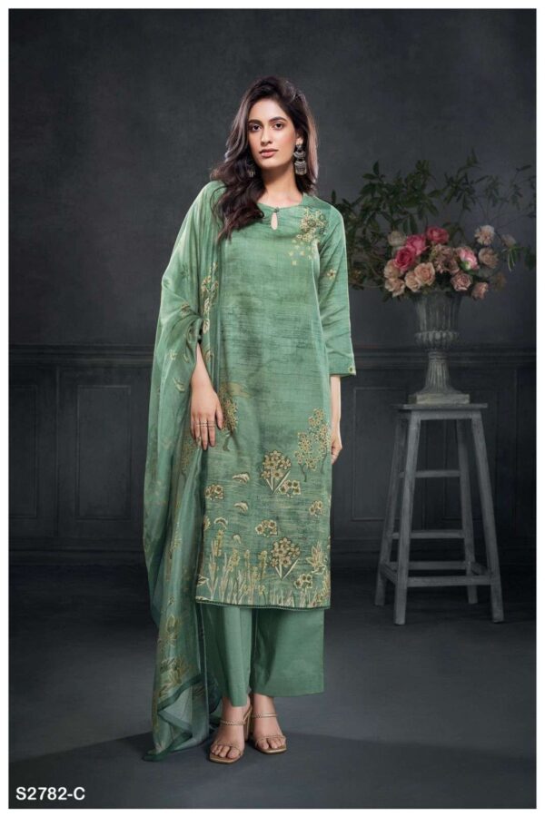 My Fashion Road Ganga Fashion Yen Premium Design Satin Cotton Suit | S2782-C