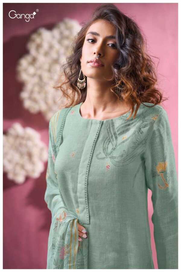 My Fashion Road Ganga Fashion Florissa Pure Linen Premium Designs Suit | S3392 – A