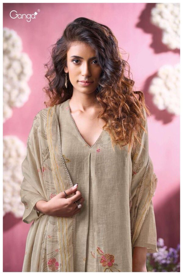My Fashion Road Ganga Fashion Florissa Pure Linen Premium Designs Suit | S3392 – B