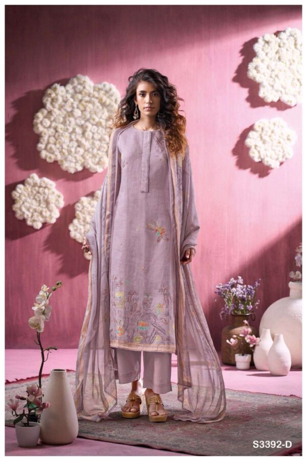 My Fashion Road Ganga Fashion Florissa Pure Linen Premium Designs Suit | S3392 – D