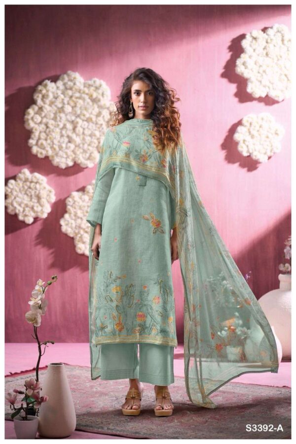 My Fashion Road Ganga Fashion Florissa Pure Linen Premium Designs Suit | S3392 – A