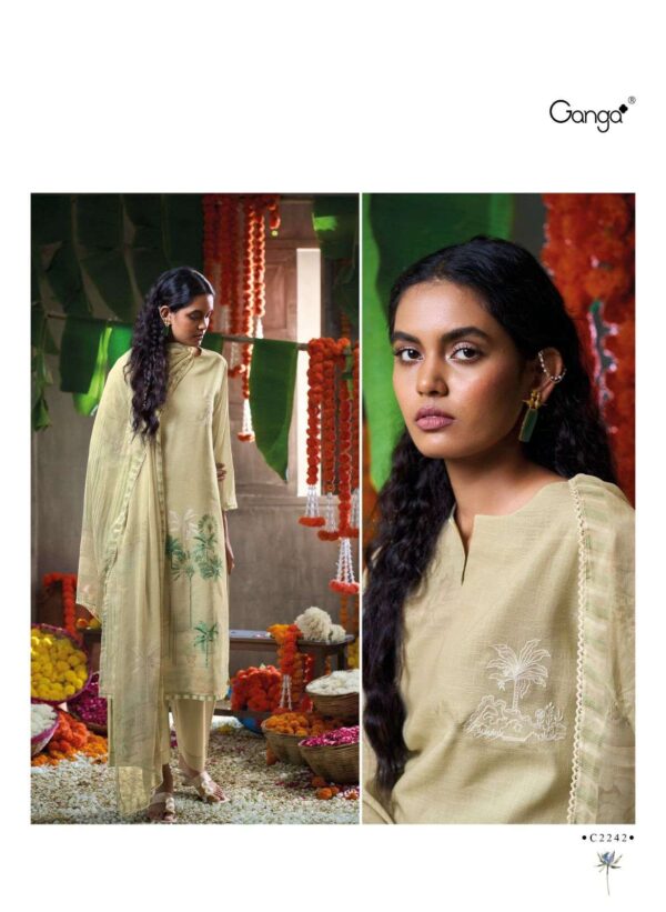 My Fashion Road Ganga Fashion Papillon Printed Cotton Linen Suit | C2242