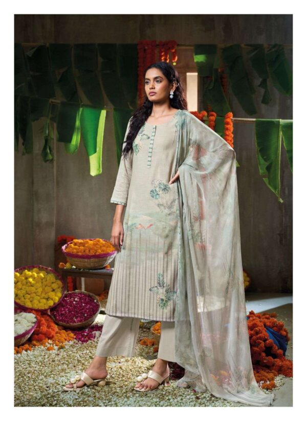 My Fashion Road Ganga Fashion Papillon Printed Cotton Linen Suit | C2241