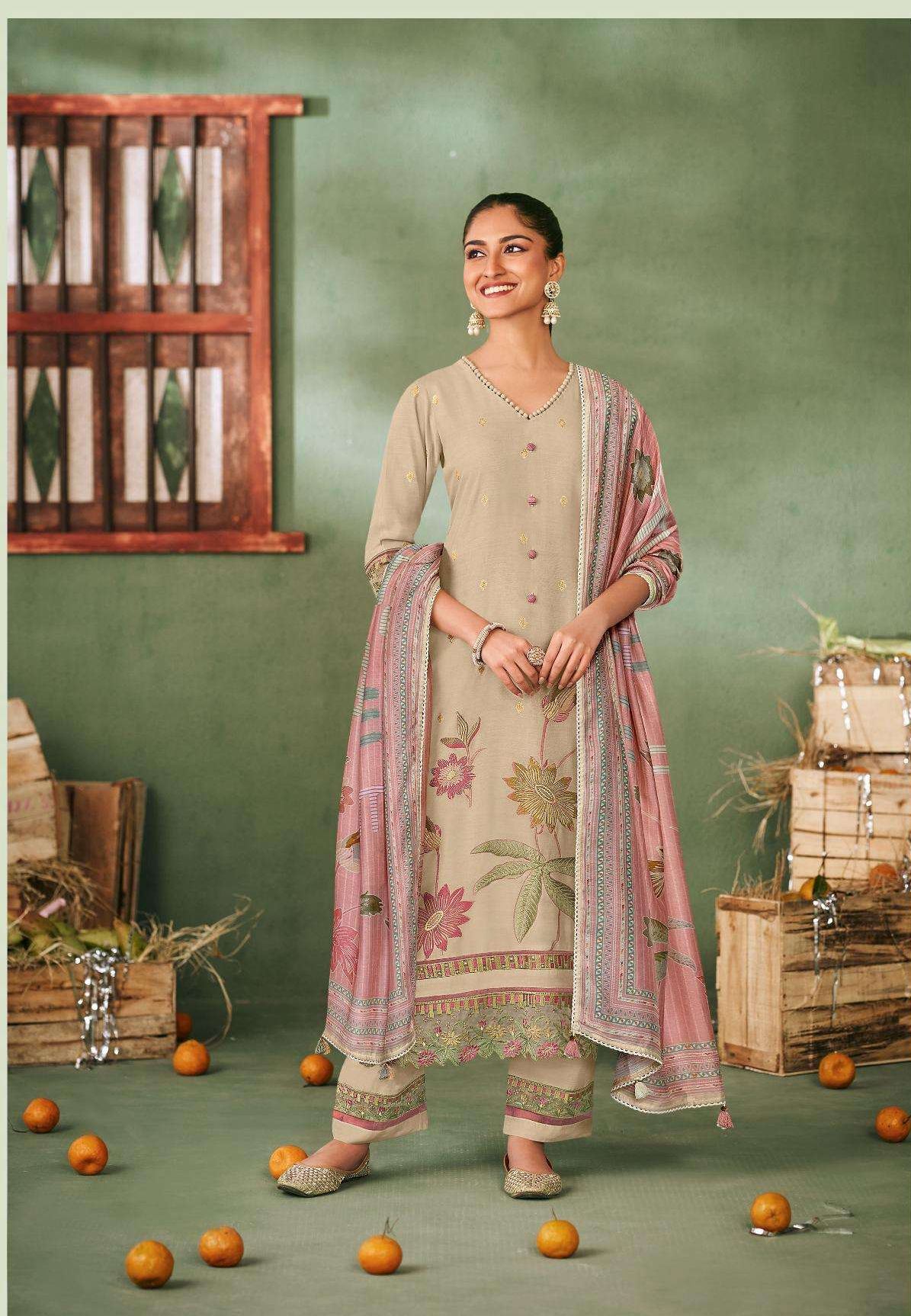 My Fashion Road Jay Vijay Aamras Designer Work Muslin Jacquard ladies Suit | 9945 My Fashion Road Jay Vijay Aamras Designer Work Muslin Jacquard ladies Suit | 9945