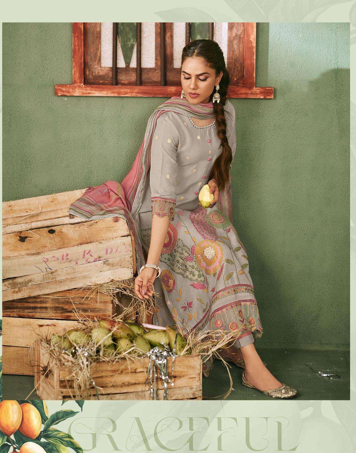 My Fashion Road Jay Vijay Aamras Designer Work Muslin Jacquard ladies Suit | 9943 My Fashion Road Jay Vijay Aamras Designer Work Muslin Jacquard ladies Suit | 9943