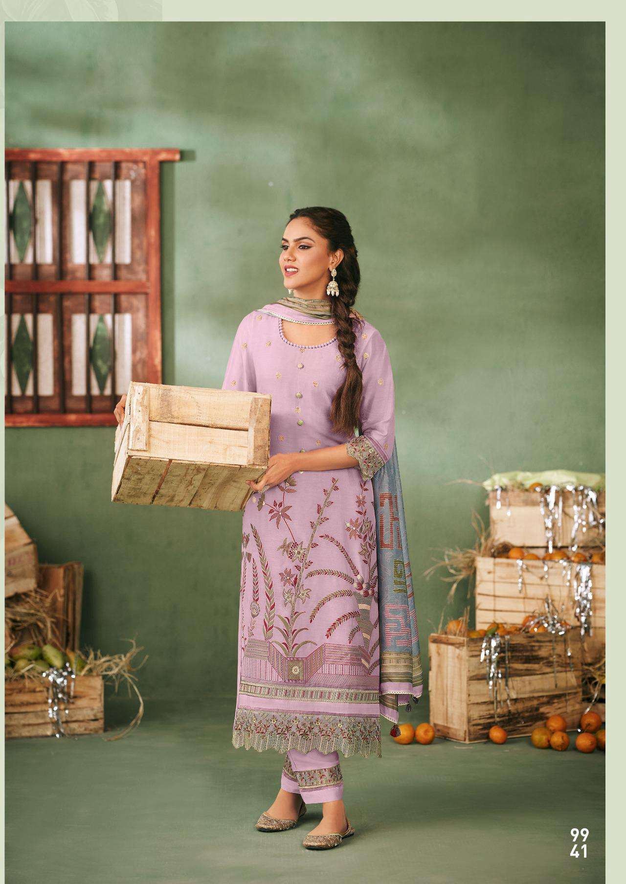 My Fashion Road Jay Vijay Aamras Designer Work Muslin Jacquard ladies Suit | 9941 My Fashion Road Jay Vijay Aamras Designer Work Muslin Jacquard ladies Suit | 9941