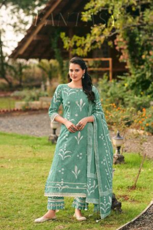 My Fashion Road Jay Vijay Parijat Fancy Wear Pure Cotton Latest Suit | 9685