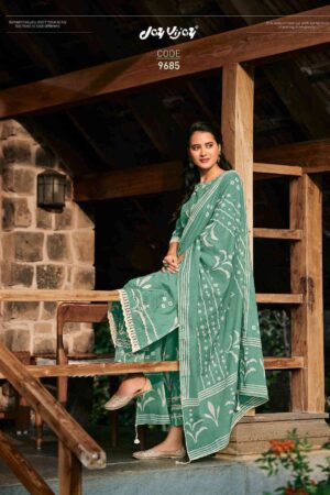 My Fashion Road Jay Vijay Parijat Fancy Wear Pure Cotton Latest Suit | 9685