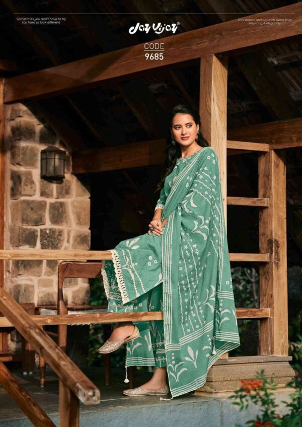 My Fashion Road Jay Vijay Parijat Fancy Wear Pure Cotton Latest Suit | 9685