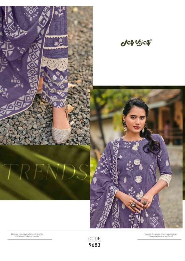 My Fashion Road Jay Vijay Parijat Fancy Wear Pure Cotton Latest Suit | 9683