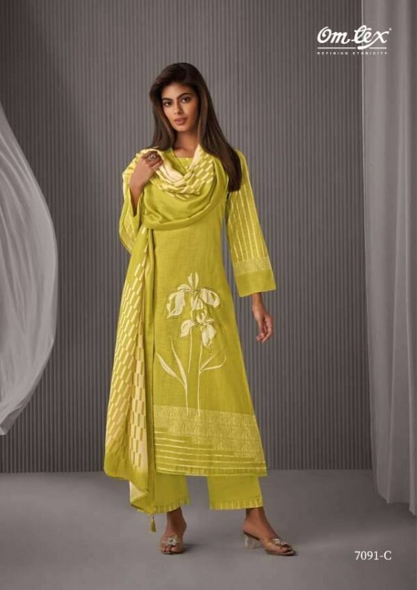My Fashion Road Omtex Cherry Fancy Work Linen Cotton Dress | 7091 – C
