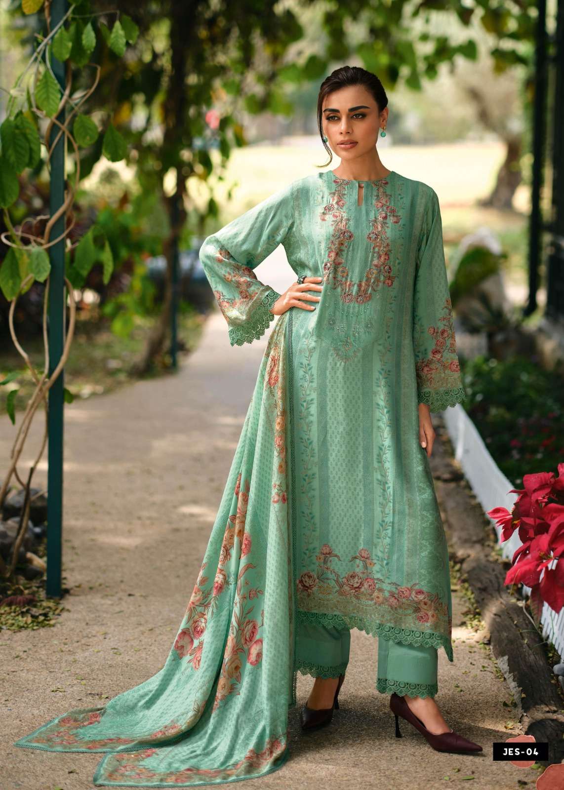 My Fashion Road Varsha Jardin En Soie Digital Prints Viscose Muslin Suit | JES – 04 My Fashion Road Varsha Jardin En Soie Digital Prints Viscose Muslin Suit | JES – 04