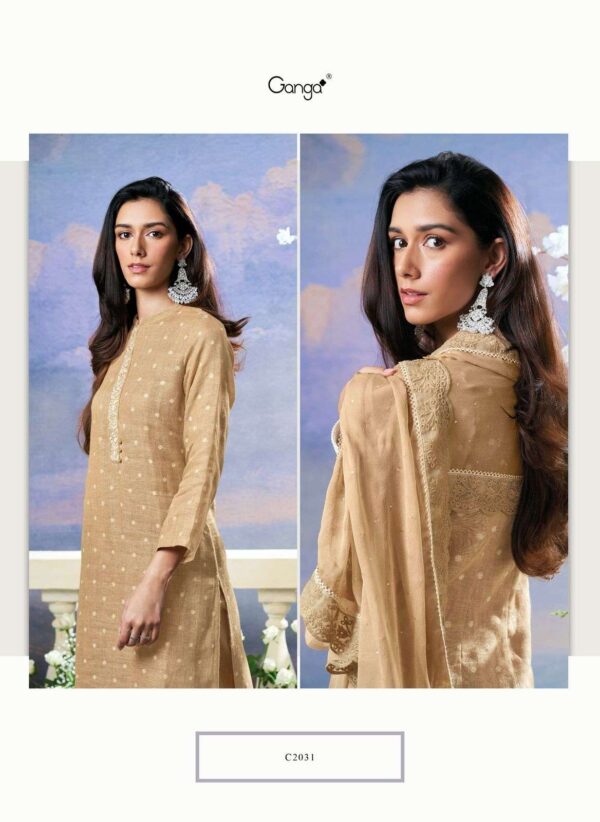 My Fashion Road Ganga Fashion Sahar Pure Linen Jacquard Exclusive Suit | C2031