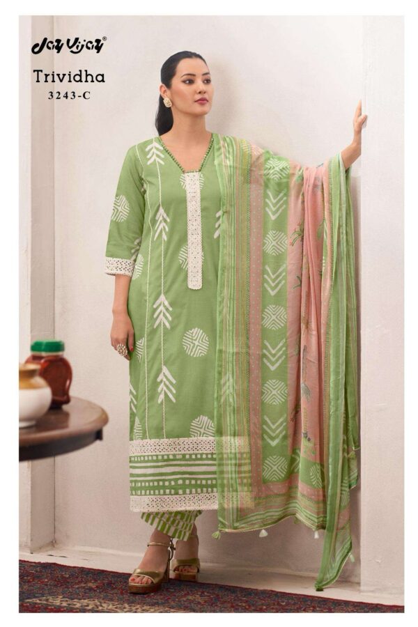 My Fashion Road Jay Vijay Trividha Exclusive Designs Pure Cotton Suit | 3243-C