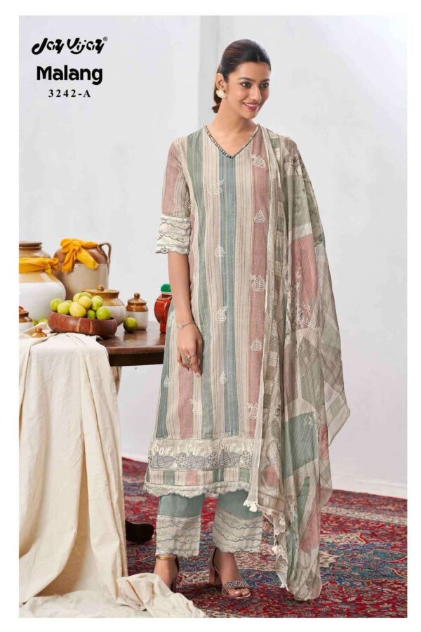 My Fashion Road Jay Vijay Malang Stylish Pure Linen Ladies Suit | 3242-A