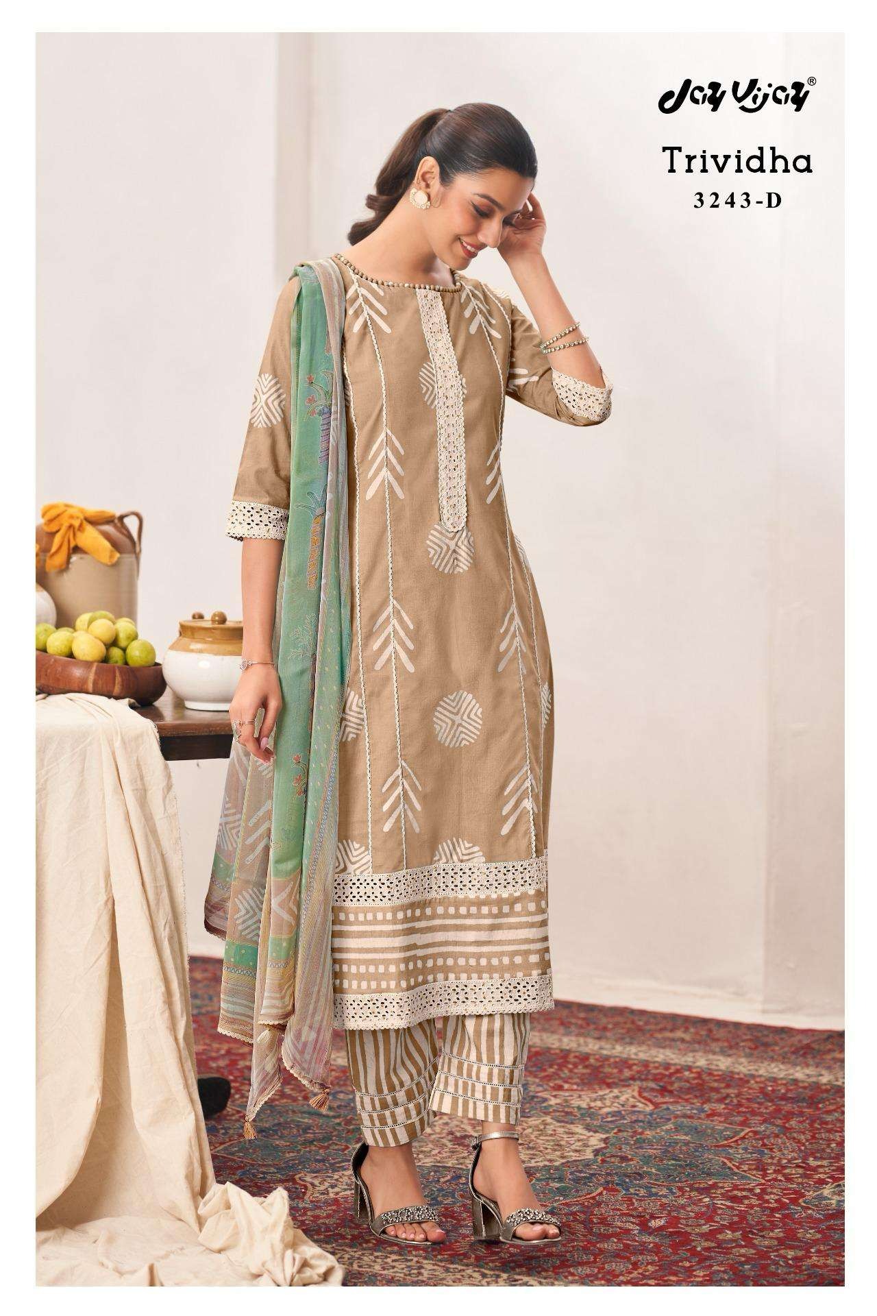 My Fashion Road Jay Vijay Trividha Exclusive Designs Pure Cotton Suit | 3243-D My Fashion Road Jay Vijay Trividha Exclusive Designs Pure Cotton Suit | 3243-D