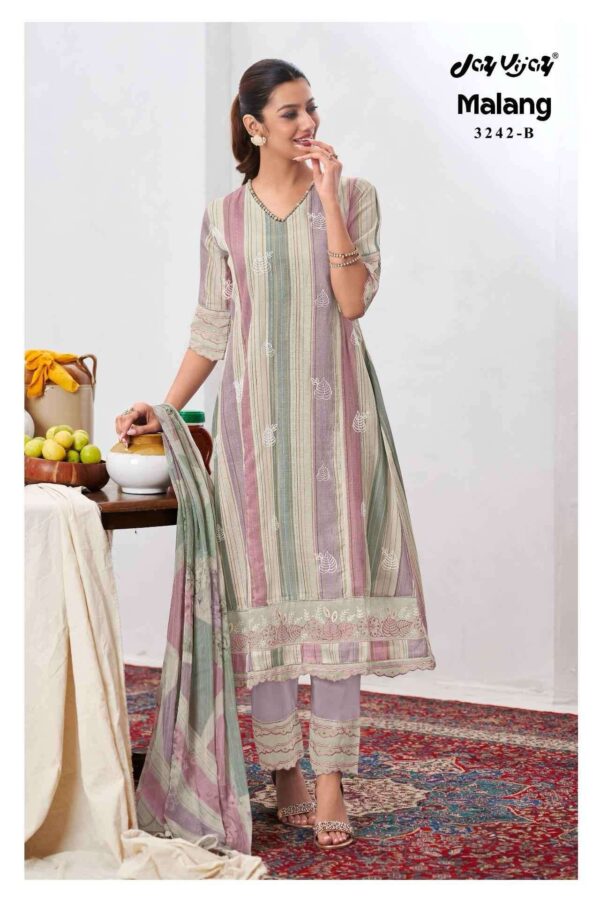 My Fashion Road Jay Vijay Malang Stylish Pure Linen Ladies Suit | 3242-B