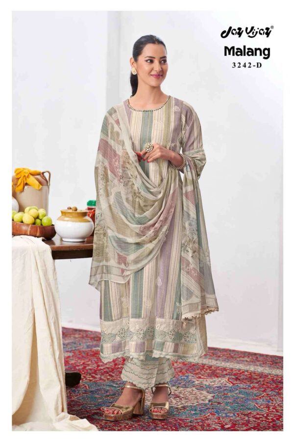 My Fashion Road Jay Vijay Malang Stylish Pure Linen Ladies Suit | 3242-D