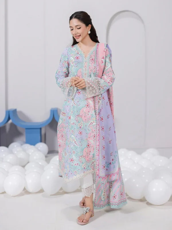My Fashion Road Qalamkar QPrints Embroidered Lawn Collection 2025 | EM-03A