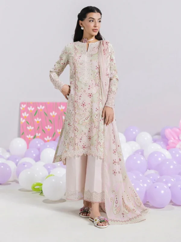 My Fashion Road Qalamkar QPrints Embroidered Lawn Collection 2025 | EM-03B