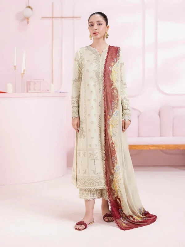 My Fashion Road Qalamkar QPrints Embroidered Lawn Collection 2025 | EM-06B