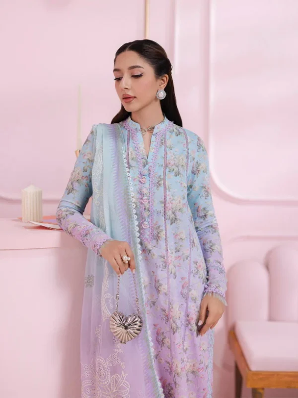 My Fashion Road Qalamkar QPrints Embroidered Lawn Collection 2025 | EM-08B