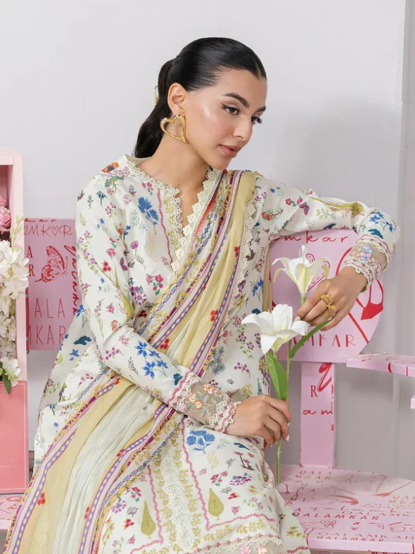 My Fashion Road Qalamkar QPrints Embroidered Lawn Collection 2025 | EM-09A