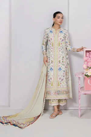 My Fashion Road Qalamkar QPrints Embroidered Lawn Collection 2025 | EM-09A