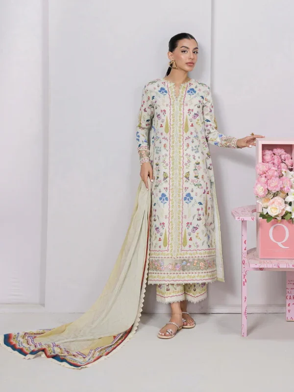 My Fashion Road Qalamkar QPrints Embroidered Lawn Collection 2025 | EM-09A