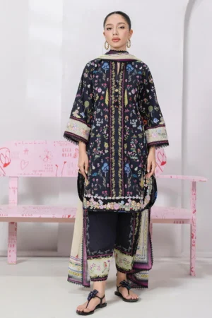 My Fashion Road Qalamkar QPrints Embroidered Lawn Collection 2025 | EM-09B