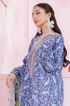 My Fashion Road Qalamkar QPrints Embroidered Lawn Collection 2025 | EM-10A