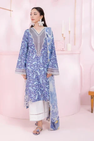 My Fashion Road Qalamkar QPrints Embroidered Lawn Collection 2025 | EM-10A