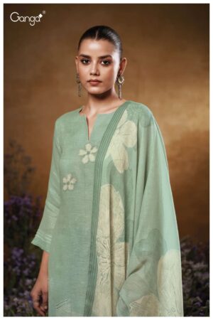 My Fashion Road Ganga Fashion Kaiya Printed Cotton Linen Suit | S3552-B
