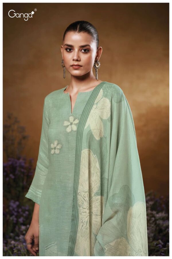 My Fashion Road Ganga Fashion Kaiya Printed Cotton Linen Suit | S3552-B
