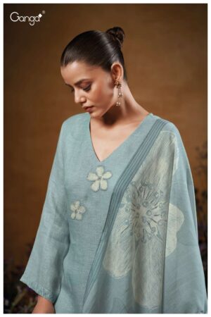 My Fashion Road Ganga Fashion Kaiya Printed Cotton Linen Suit | S3552-D