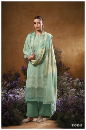 My Fashion Road Ganga Fashion Kaiya Printed Cotton Linen Suit | S3552-B