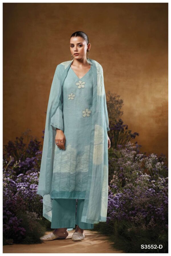 My Fashion Road Ganga Fashion Kaiya Printed Cotton Linen Suit | S3552-D
