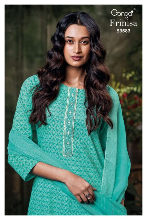 My Fashion Road Ganga Fashion Frinisa Fancy Printed Cotton Ganga Fashion Suit | S3583-D
