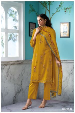 My Fashion Road Ganga Fashion Breyathi Fancy Printed Cotton Satin Suit | S3721 – C