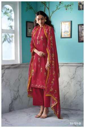 My Fashion Road Ganga Fashion Breyathi Fancy Printed Cotton Satin Suit | S3721 – D