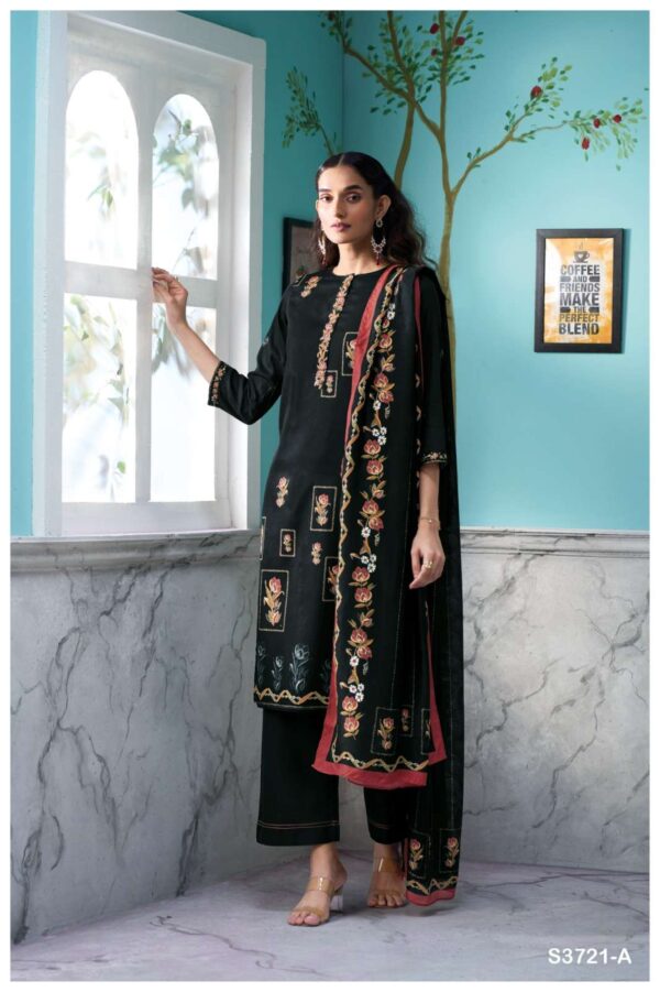 My Fashion Road Ganga Fashion Breyathi Fancy Printed Cotton Satin Suit | S3721 – A