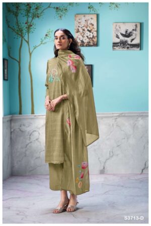My Fashion Road Ganga Fashion Elowen Premium Cotton Satin Suit  | S3713 – D